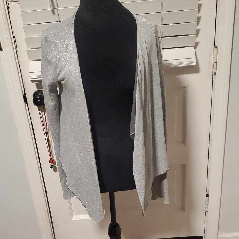 Velvet Brand Elegant Silver Women's Open Front Cardigan